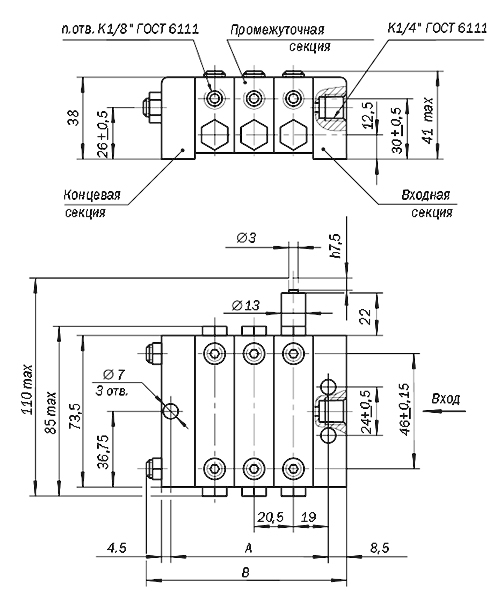 Размеры последовательных питателей М, М0, 1М, МК 