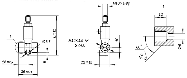 Габаритные размеры одноотводных импульсных смазочных питателей